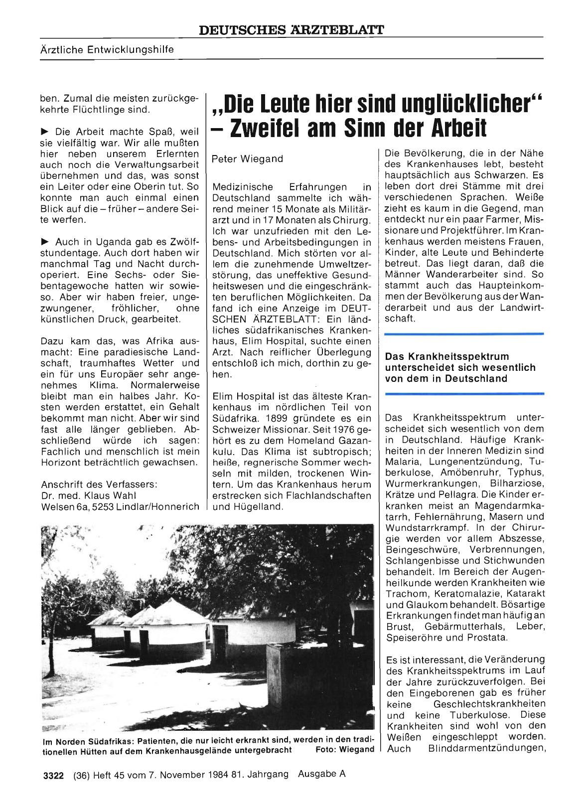 Vorschauseite 1: Berufserfahrung durch ärztliche Entwicklungshilfe (2): „Die Leute hier sind unglücklicher“ - Zweilei am Sinn der Arbeit