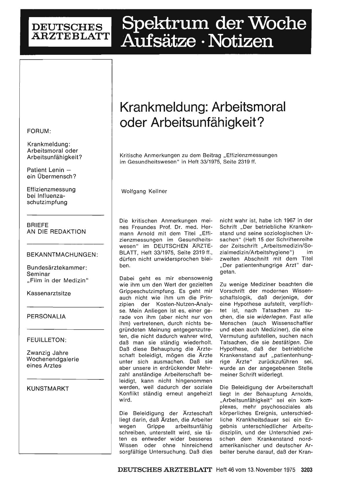 Vorschauseite 1: Krankmeldung: Arbeitsmoral oder Arbeitsunfähigkeit?