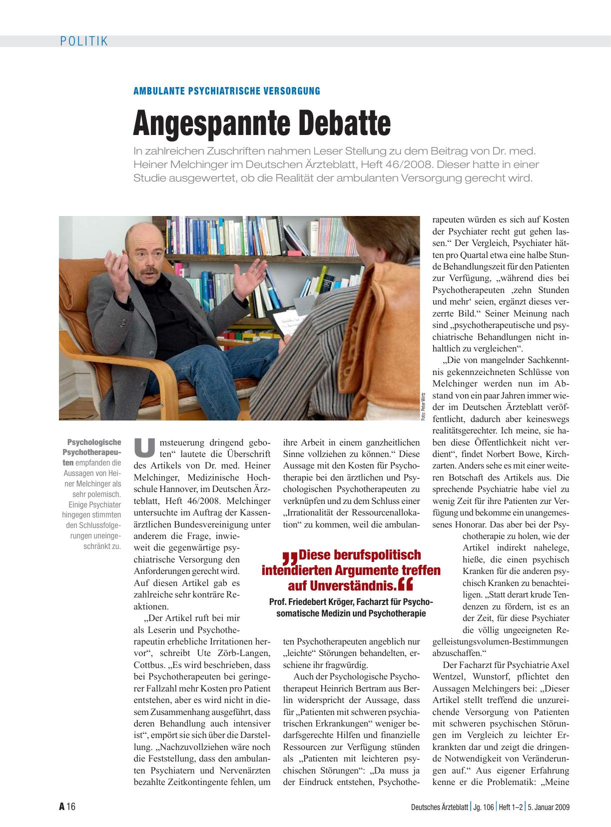 Vorschauseite 1: Ambulante Psychiatrische Versorgung: Angespannte Debatte