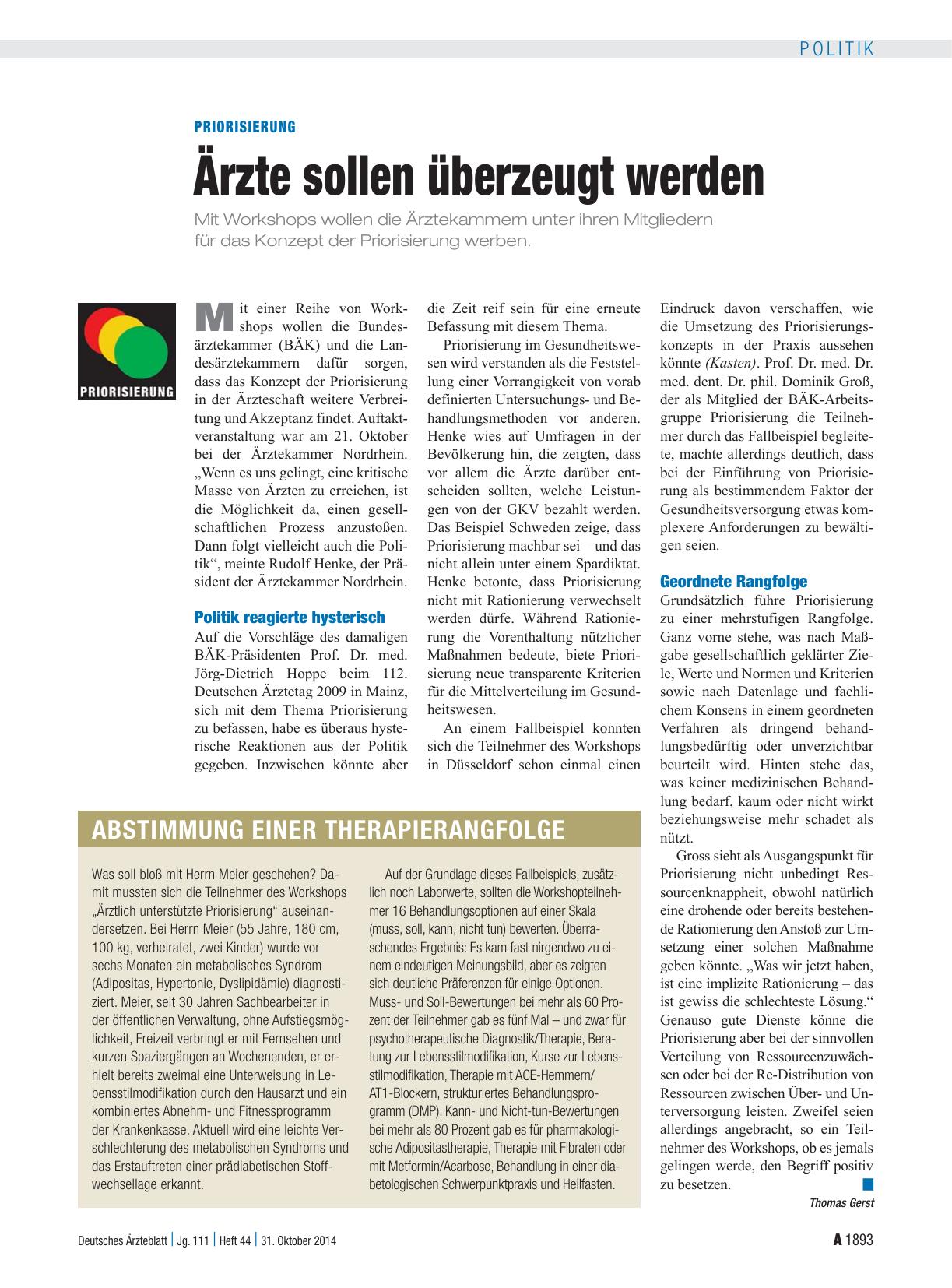 Vorschauseite 1: Priorisierung: Ärzte sollen überzeugt werden