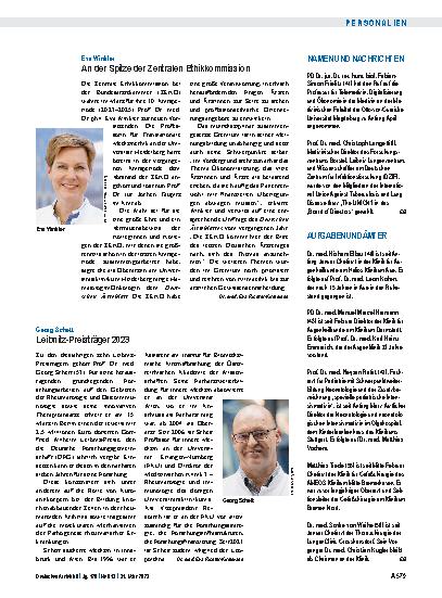 Vorschauseite 1: Eva Winkler: An der Spitze der Zentralen Ethikkommission
