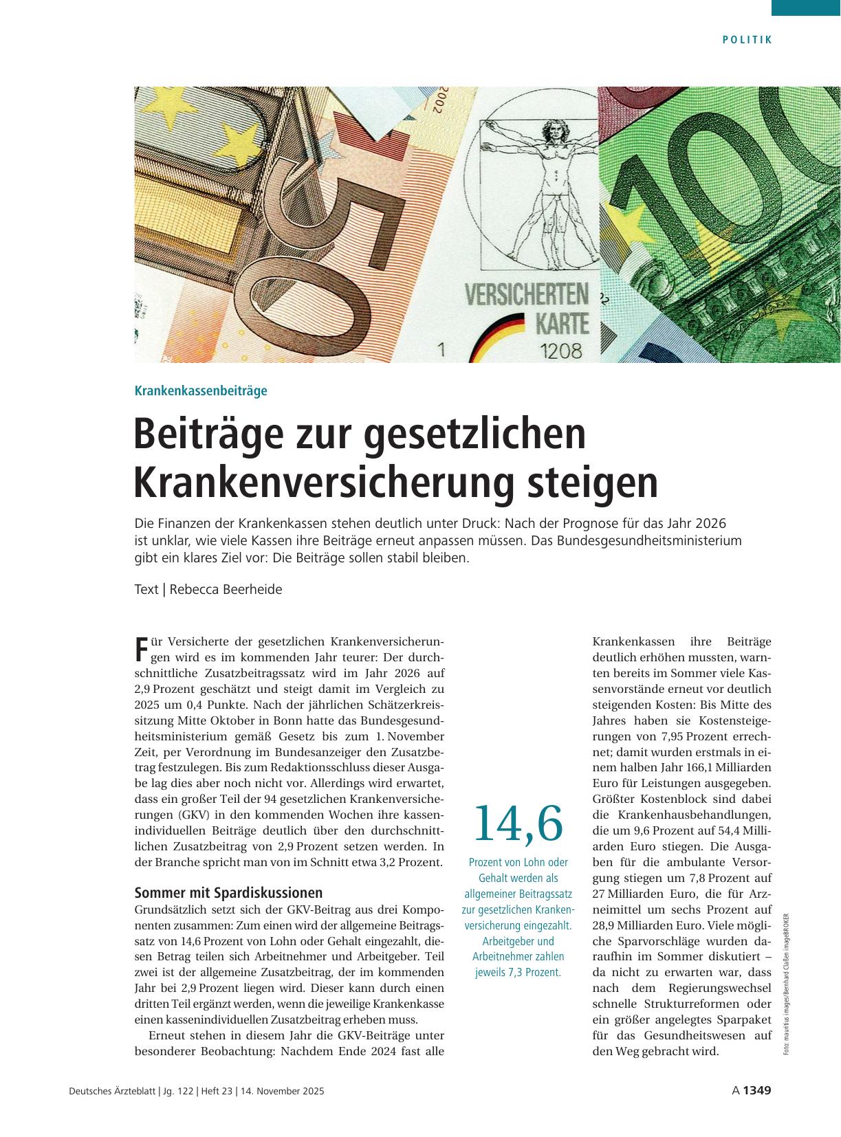 Vorschauseite 1: Krankenkassenbeiträge: Beiträge zur gesetzlichen Krankenversicherung steigen