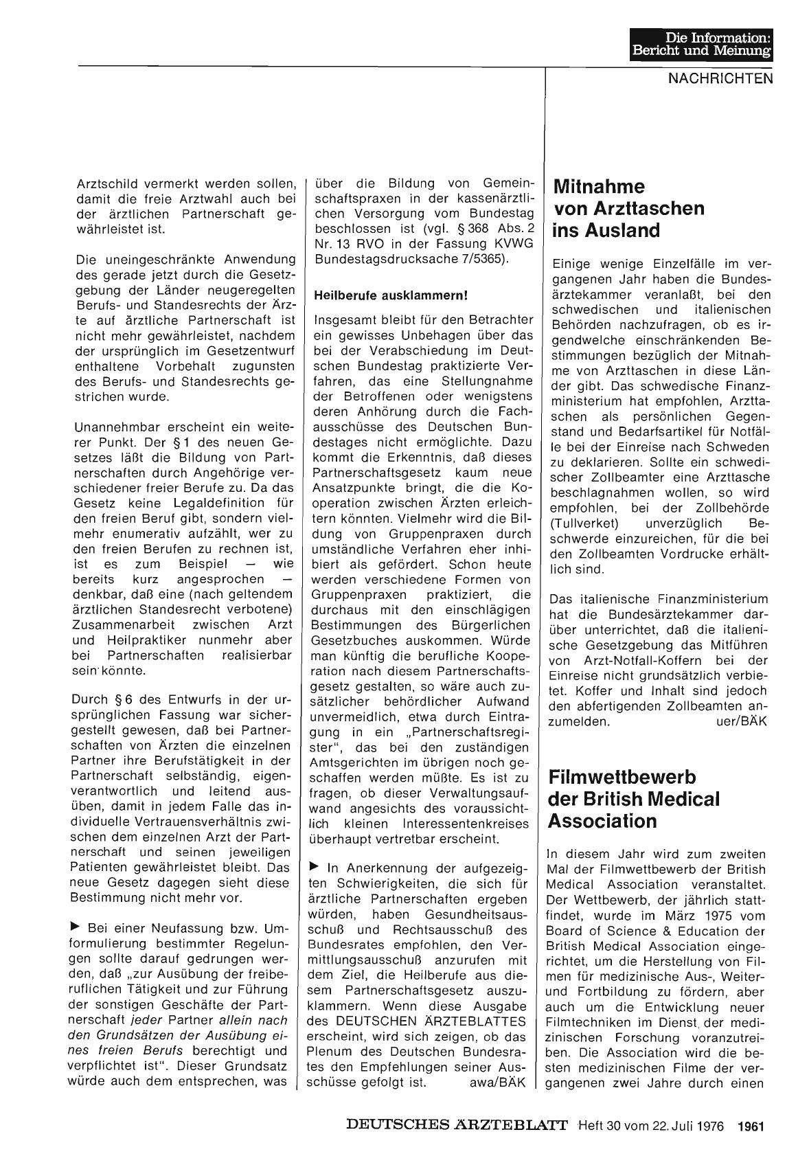 Vorschauseite 1: Filmwettbewerb der British Medical Association