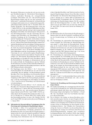 Vorschauseite 5: Beschluss des Bewertungsausschusses nach § 87 Abs. 1 Satz 1 SGB V in seiner 199. Sitzung am 22. September 2009 zur Berechnung und zur Anpassung von arztund praxisbezogenen Regelle…