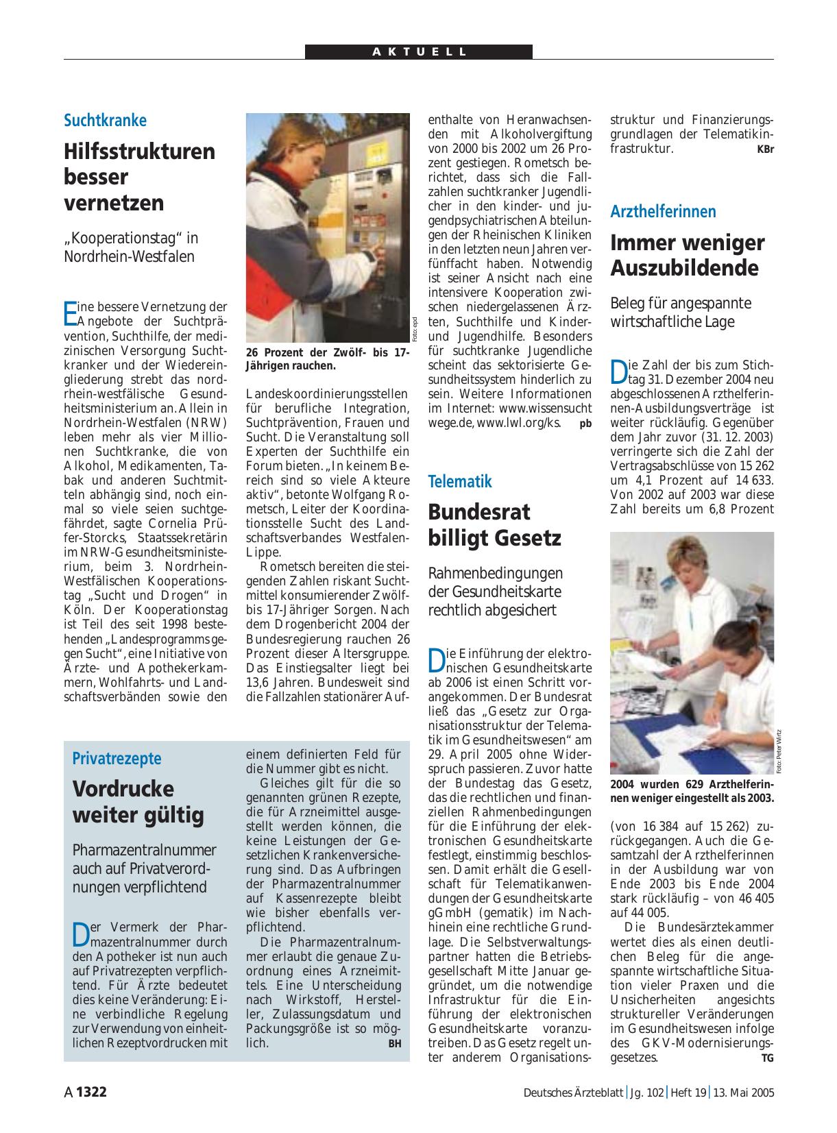 Vorschauseite 1: Suchtkranke: Hilfsstrukturen besser vernetzen
