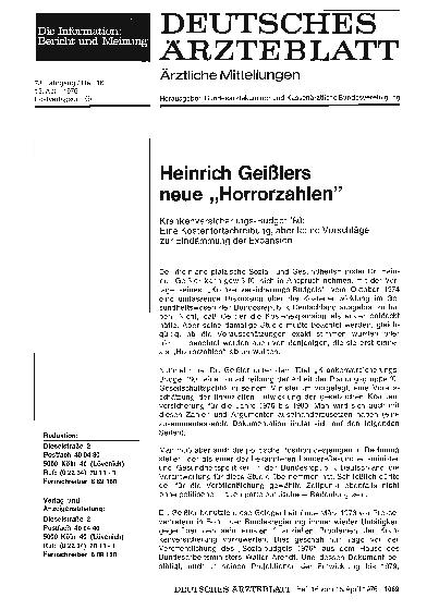 Vorschauseite 1: Heinrich Geißlers neue „Horrorzahlen“