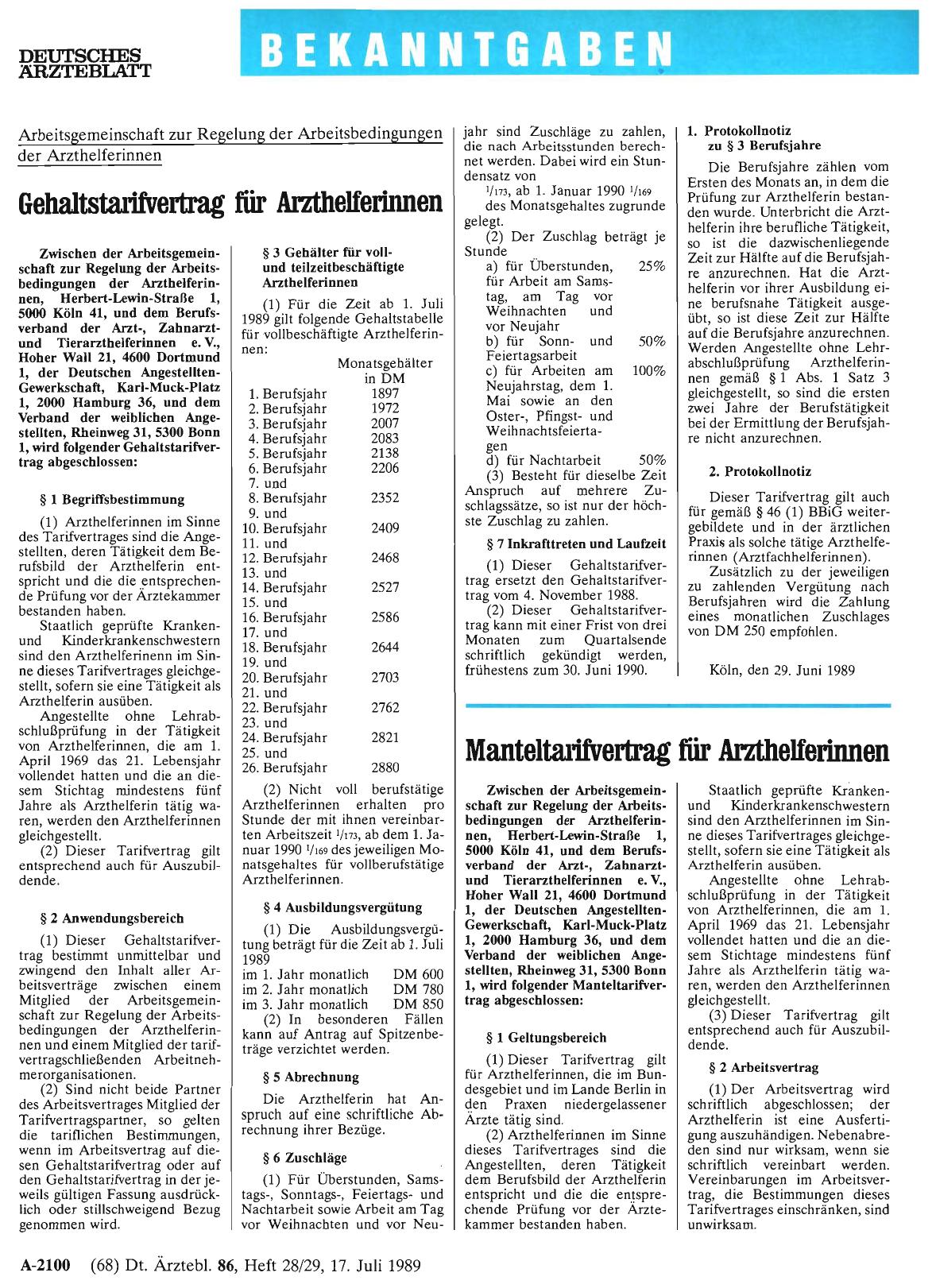 Vorschauseite 1: Manteltarifvertrag für Arzthelferinnen