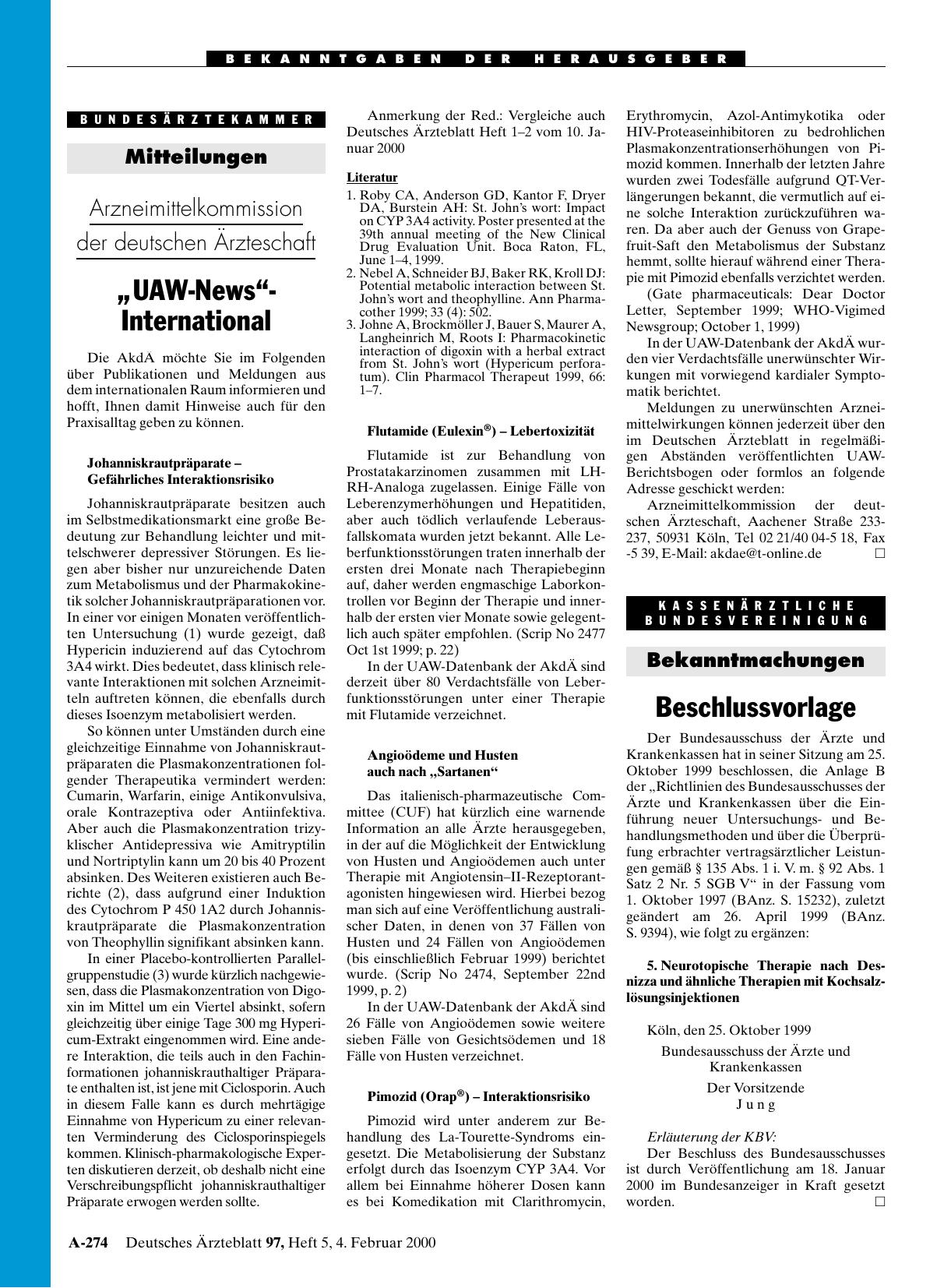 Vorschauseite 1: Arzneimittelkommission der deutschen Ärzteschaft: „UAW-News“-International