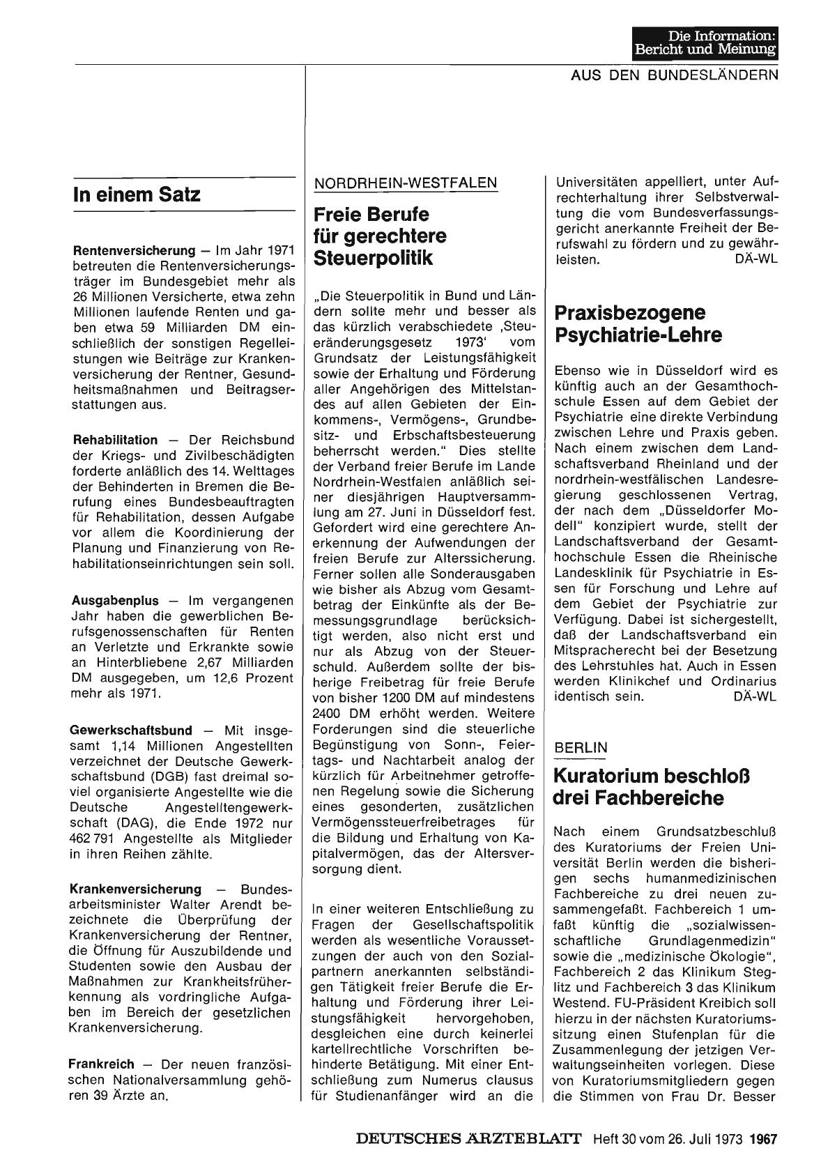 Vorschauseite 1: NORDRHEIN-WESTFALEN: Freie Berufe für gerechtere Steuerpolitik