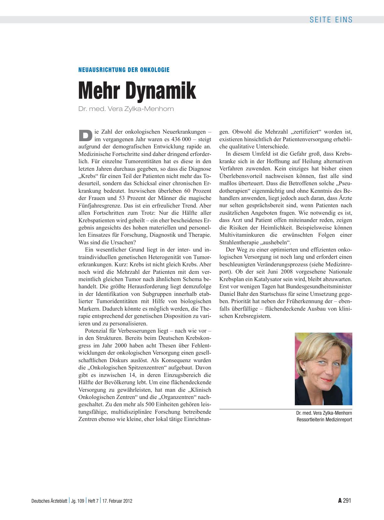 Vorschauseite 1: Neuausrichtung der Onkologie: Mehr Dynamik