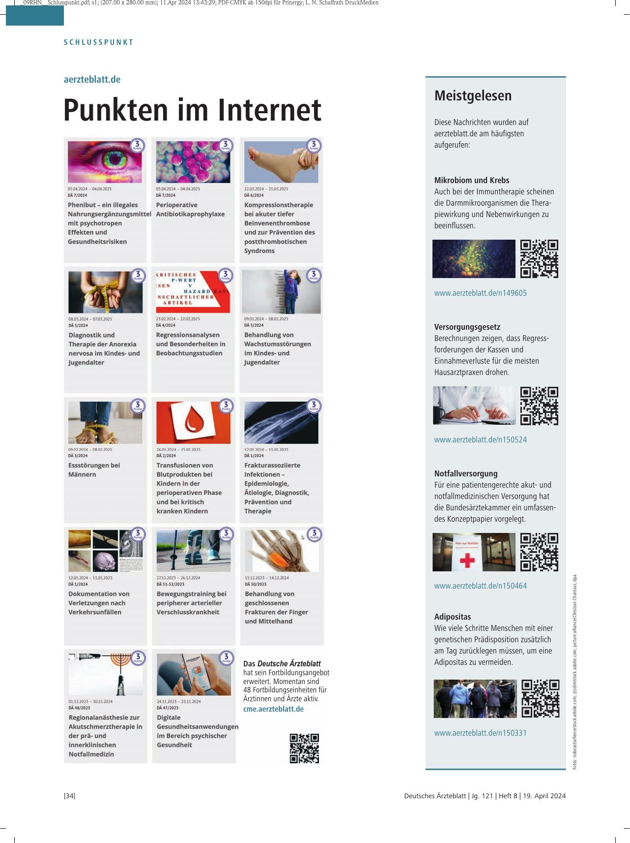 Vorschauseite 1: Ärzteblatt. de: Punkten im Internet