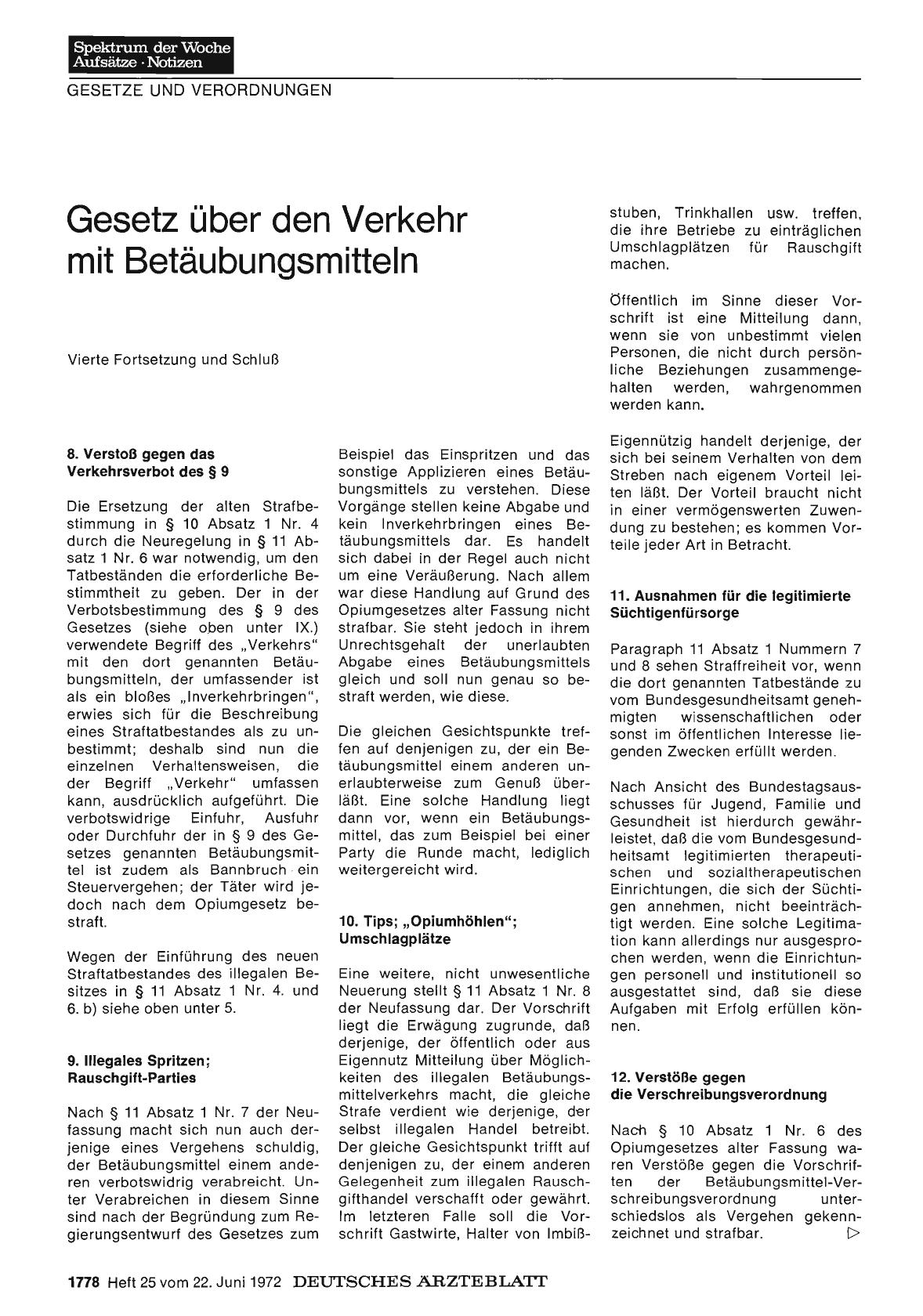 Vorschauseite 1: Gesetz über den Verkehr mit Betäubungsmitteln