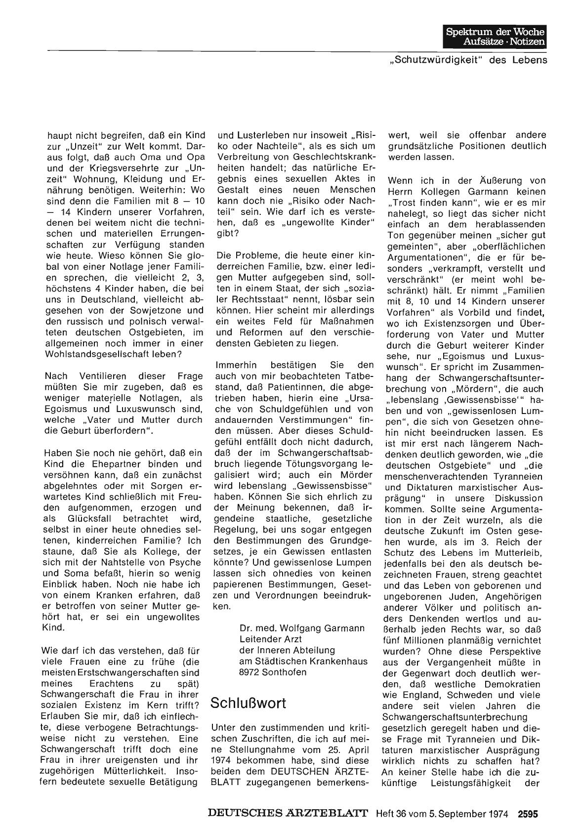 Vorschauseite 1: Die „Schutzwürdigkeit“ des Lebens in der Diskussion um die Fristenregelung: Schlußwort