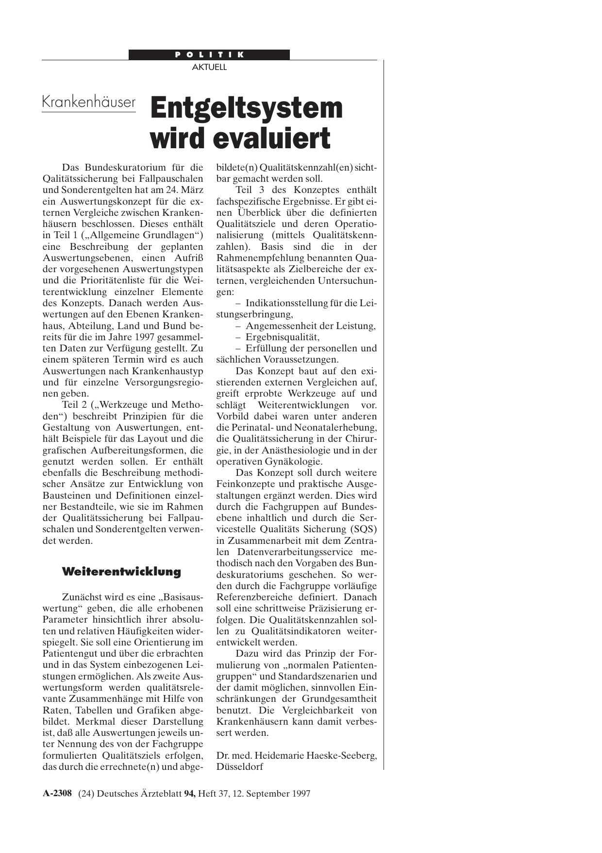 Vorschauseite 1: Entgeltsystem wird evaluiert