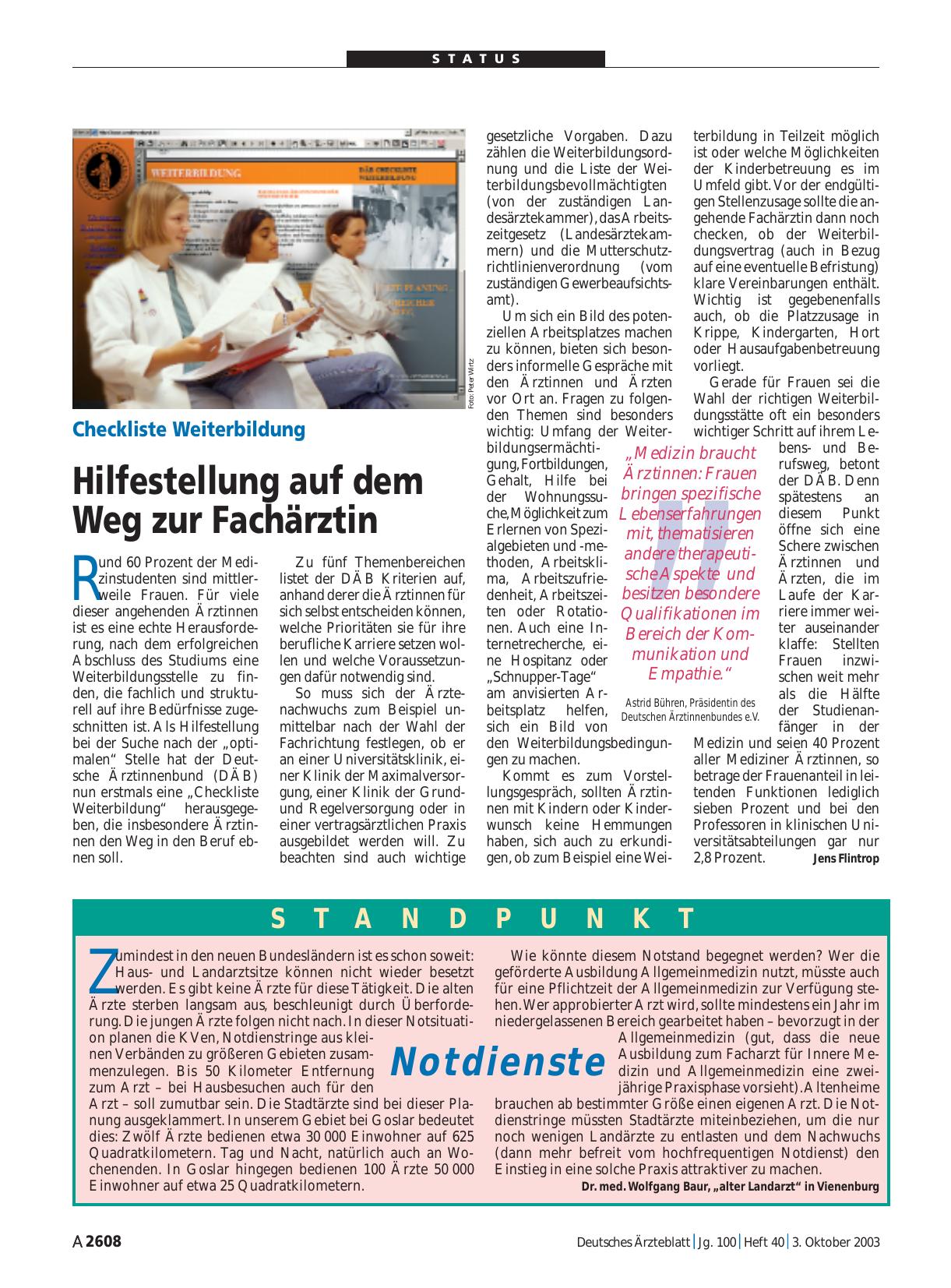 Vorschauseite 1: Checkliste Weiterbildung: Hilfestellung auf dem Weg zur Fachärztin