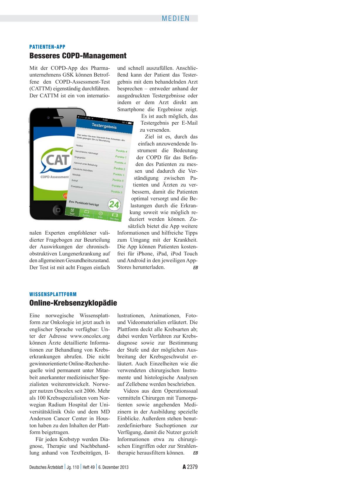 Vorschauseite 1: Patienten-APP: Besseres COPD-Management