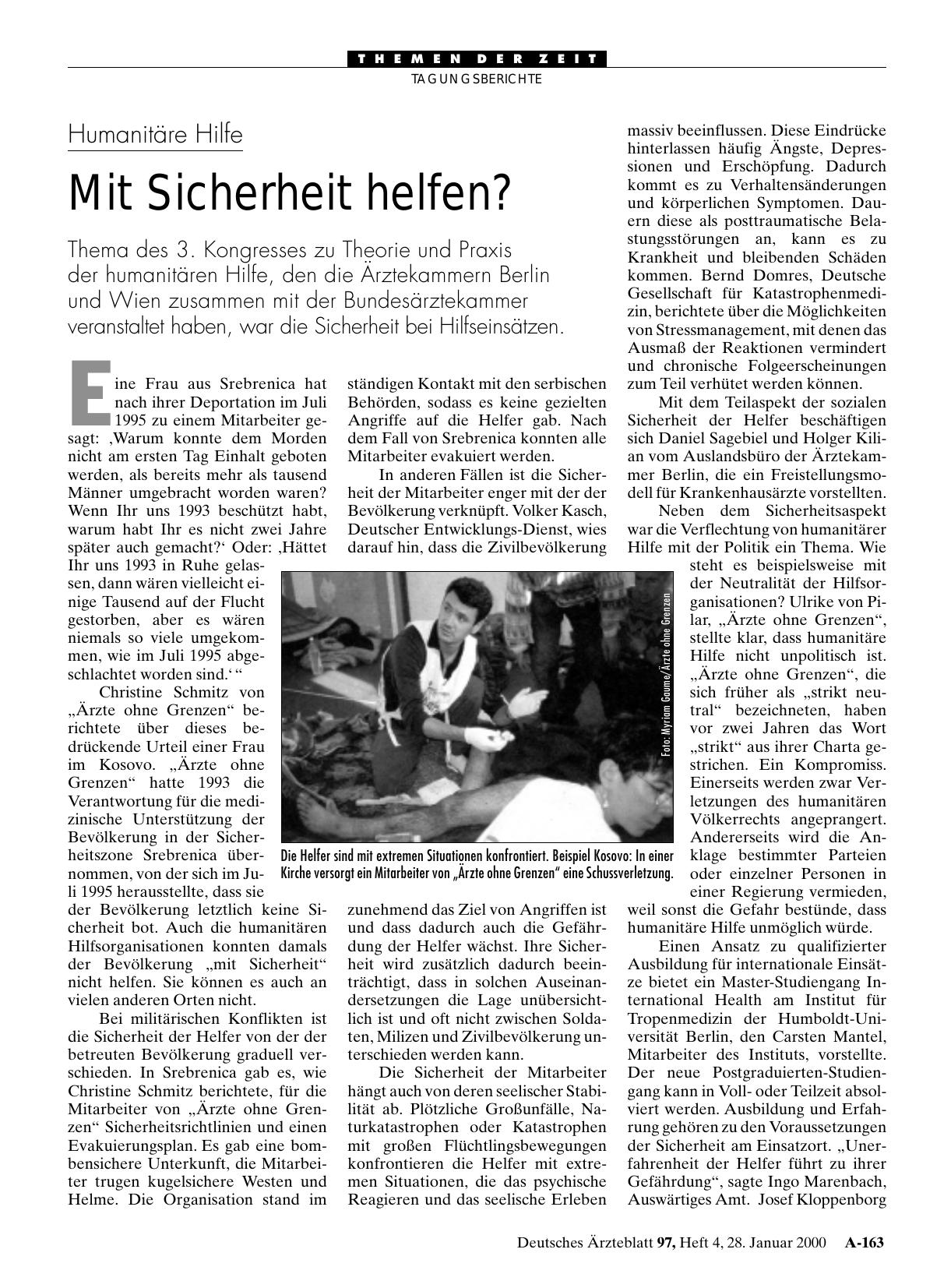 Vorschauseite 1: Humanitäre Hilfe: Mit Sicherheit helfen?