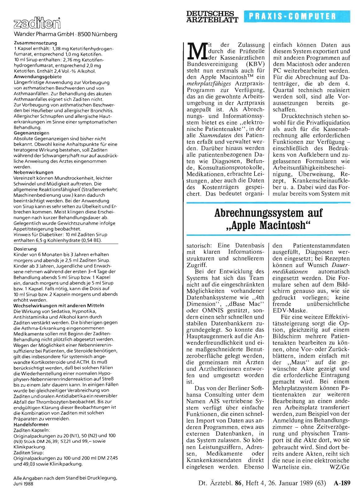 Vorschauseite 1: Abrechnungssystem auf „Apple Macintosh“