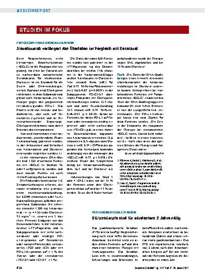 Vorschauseite 1: Fortgeschrittenes Bronchialkarzinom: Atezolizumab verlängert das Überleben im Vergleich mit Docetaxel