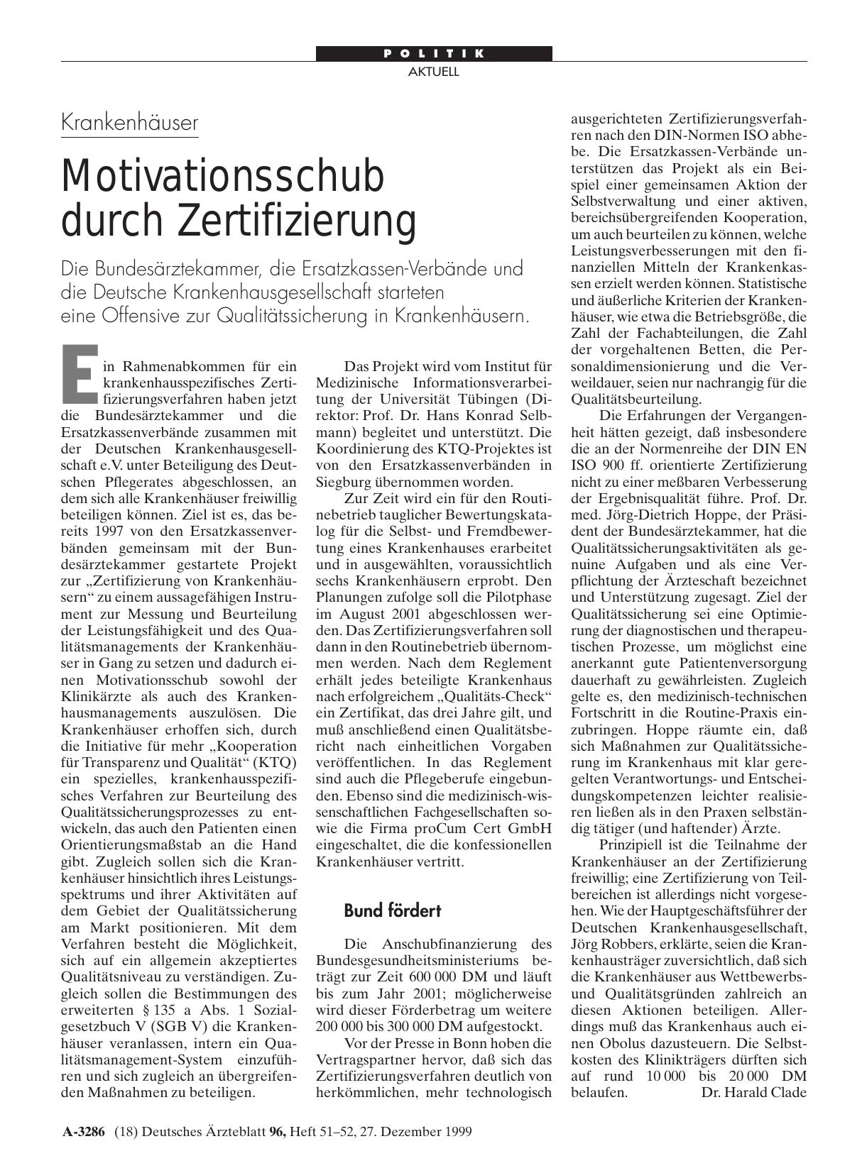 Vorschauseite 1: Krankenhäuser: Motivationsschub durch Zertifizierung