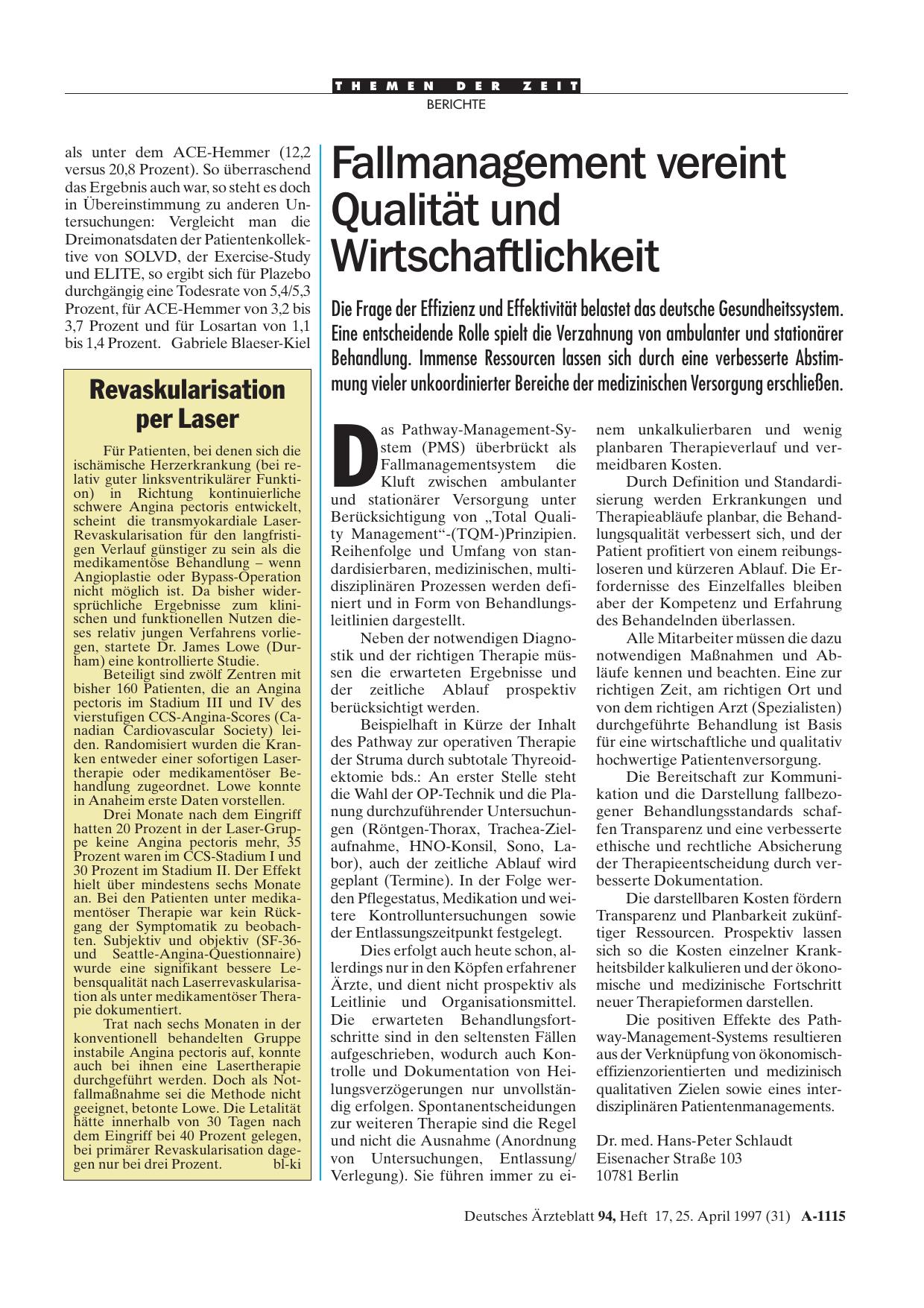 Vorschauseite 1: Fallmanagement vereint Qualität und Wirtschaftlichkeit