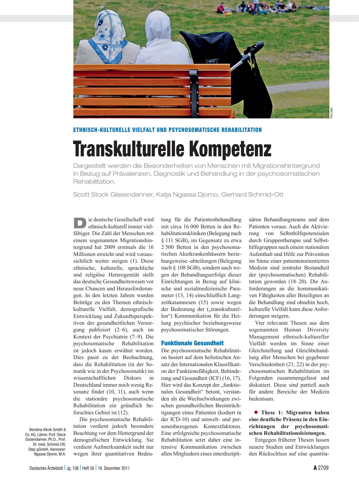 Vorschauseite 1: Ethnisch-kulturelle Vielfalt und psychosomatische Rehabilitation: Transkulturelle Kompetenz