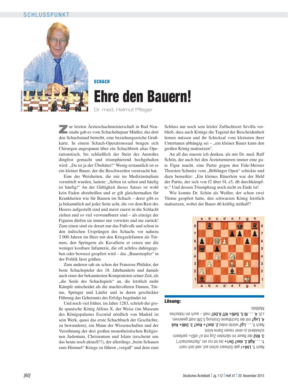 Vorschauseite 1: Schach: Ehre den Bauern!