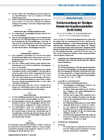 Vorschauseite 3: Statut der Ständigen Kommission Organtransplantation der Bundesärztekammer