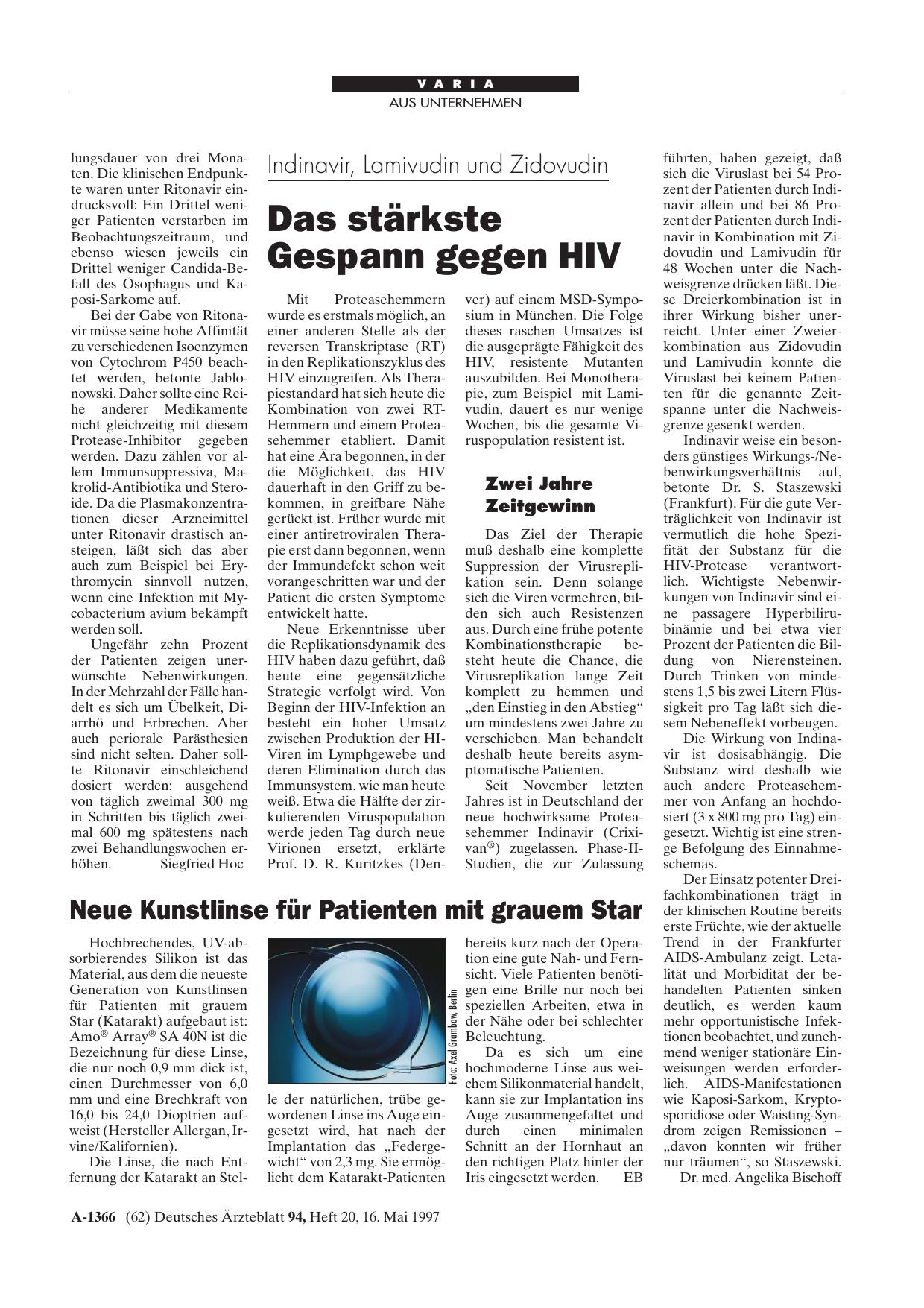 Vorschauseite 1: Indinavir, Lamivudin und Zidovudin: Das stärkste Gespann gegen HIV