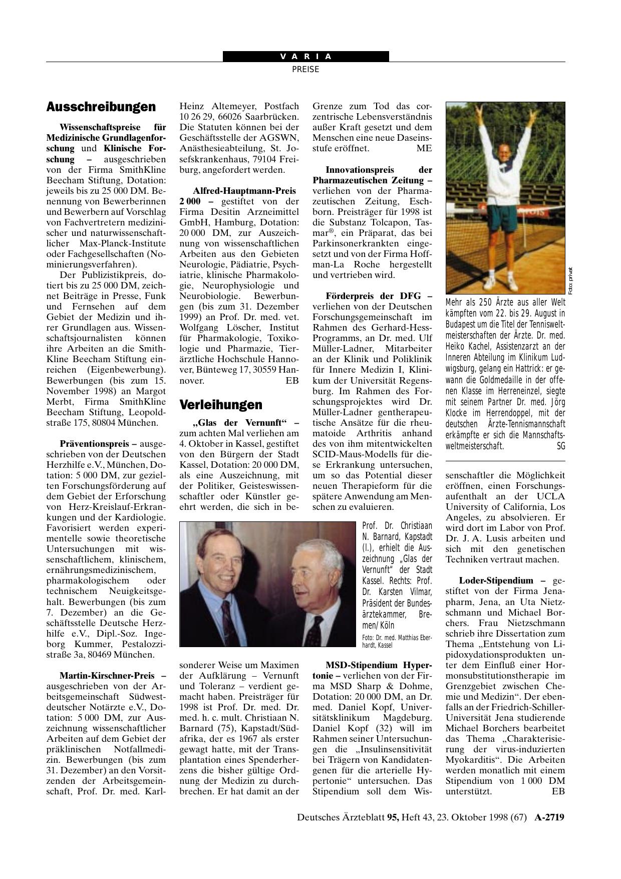 Vorschauseite 1: Ausschreibungen