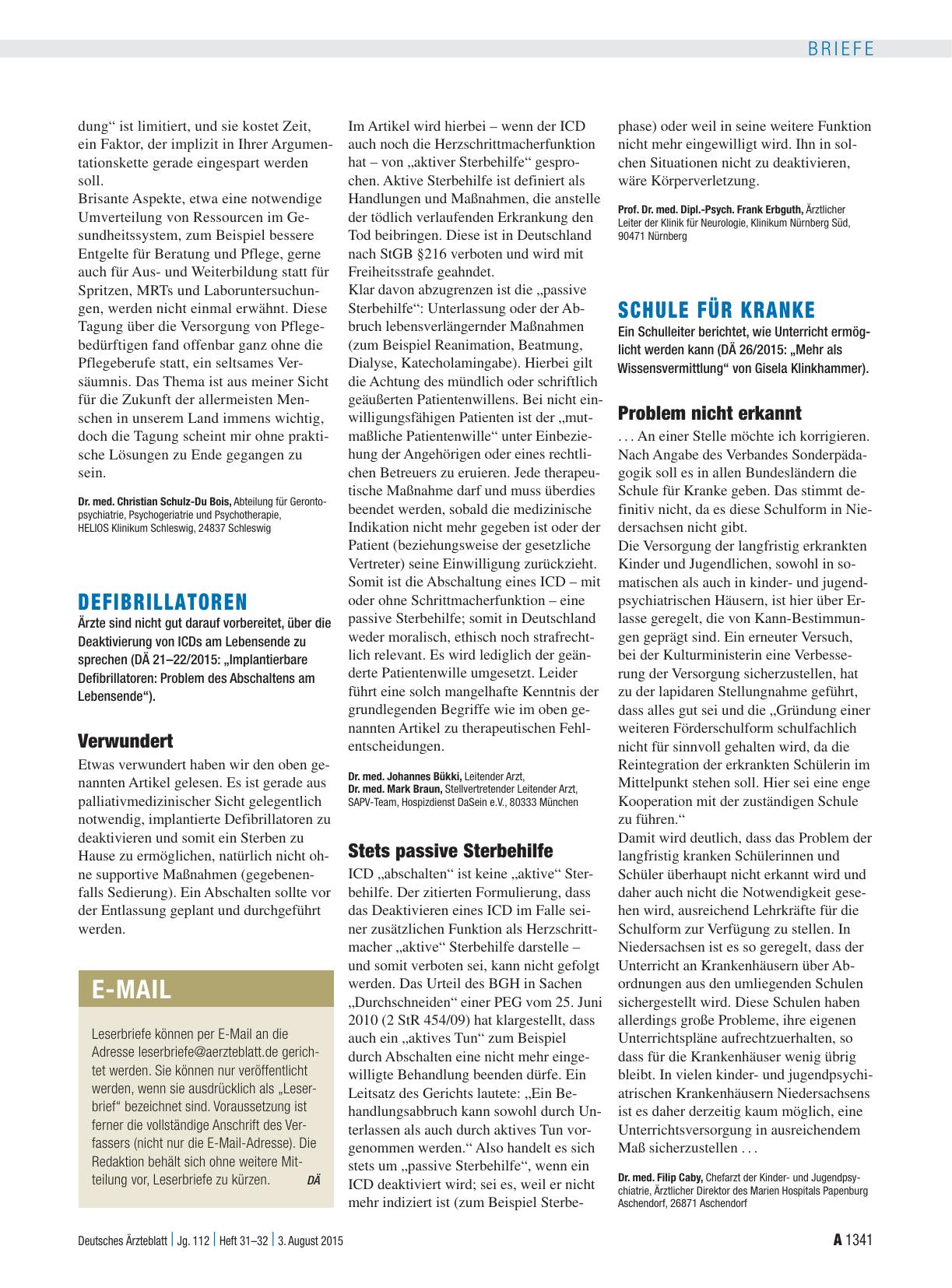 Vorschauseite 1: Defibrillatoren: Stets passive Sterbehilfe