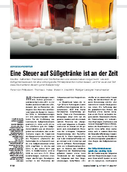 Vorschauseite 1: Adipositas-Prävention: Eine Steuer auf Süßgetränke ist an der Zeit