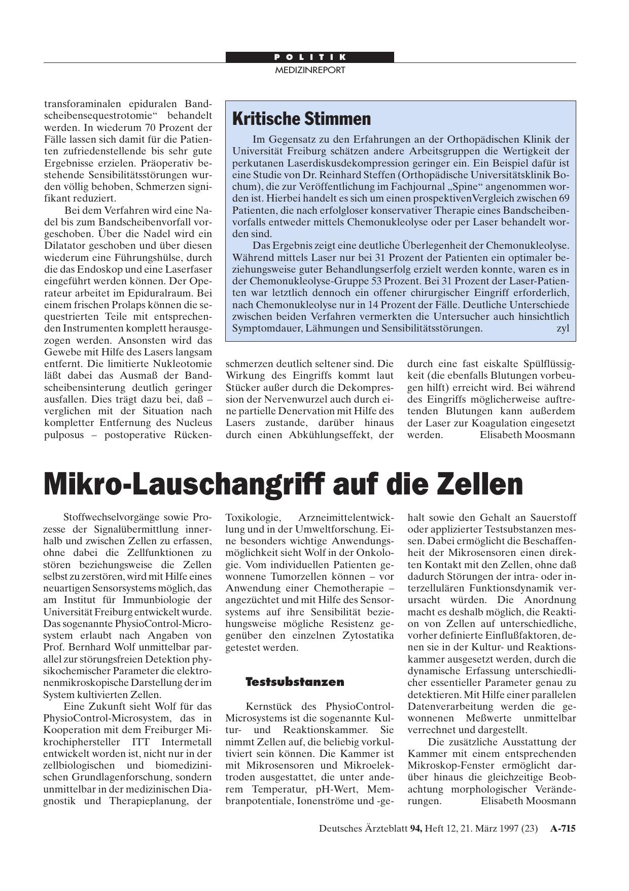Vorschauseite 1: Mikro-Lauschangriff auf die Zellen