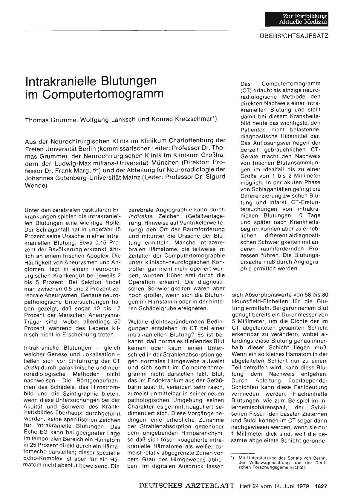 Vorschauseite 1: Intrakranielle Blutungen im Computertomogramm
