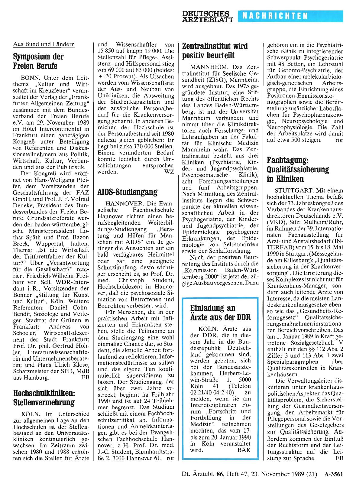 Vorschauseite 1: Einladung an Ärzte aus der DDR