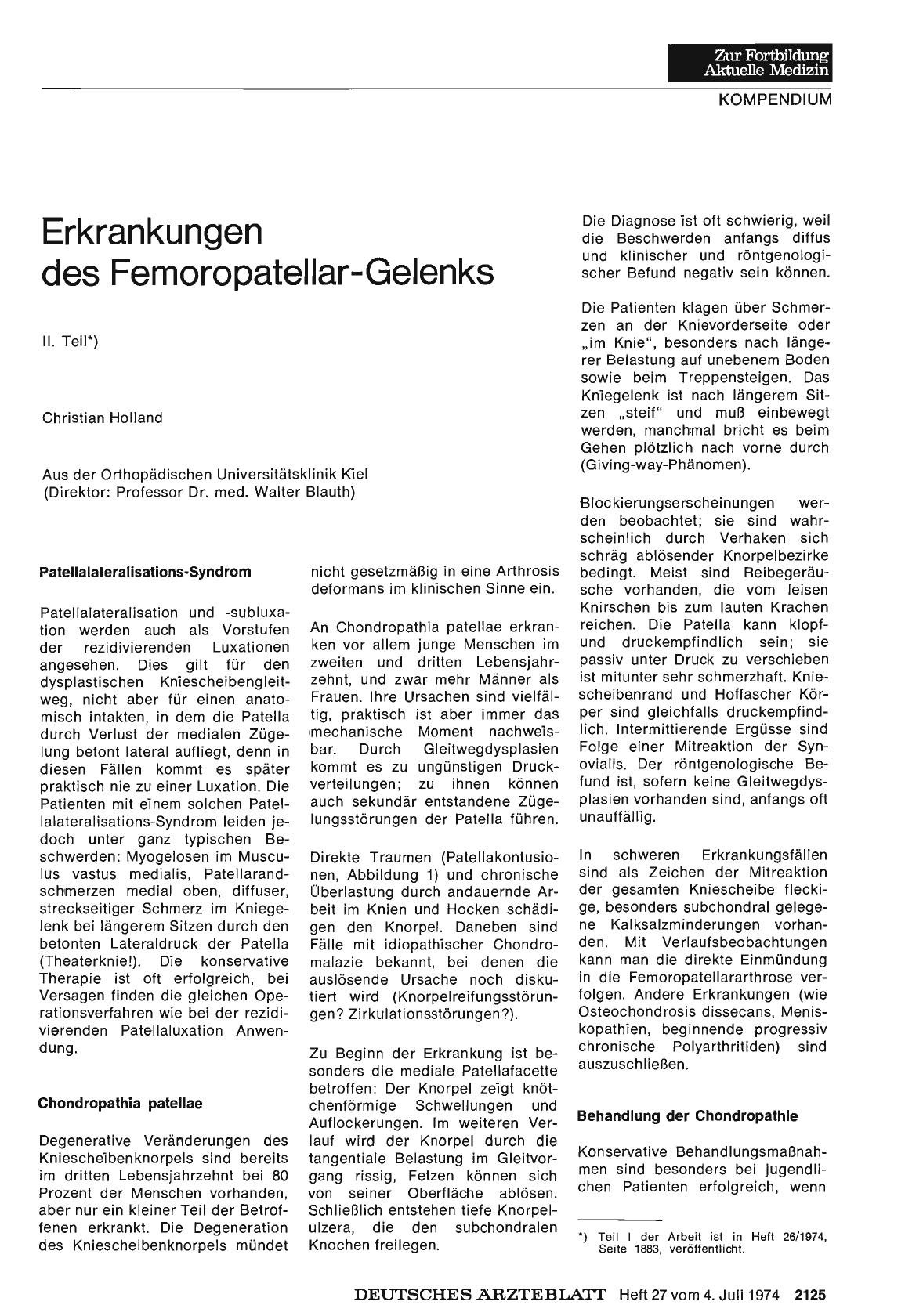 Vorschauseite 1: Erkrankungen des Femoropatellar-Gelenks