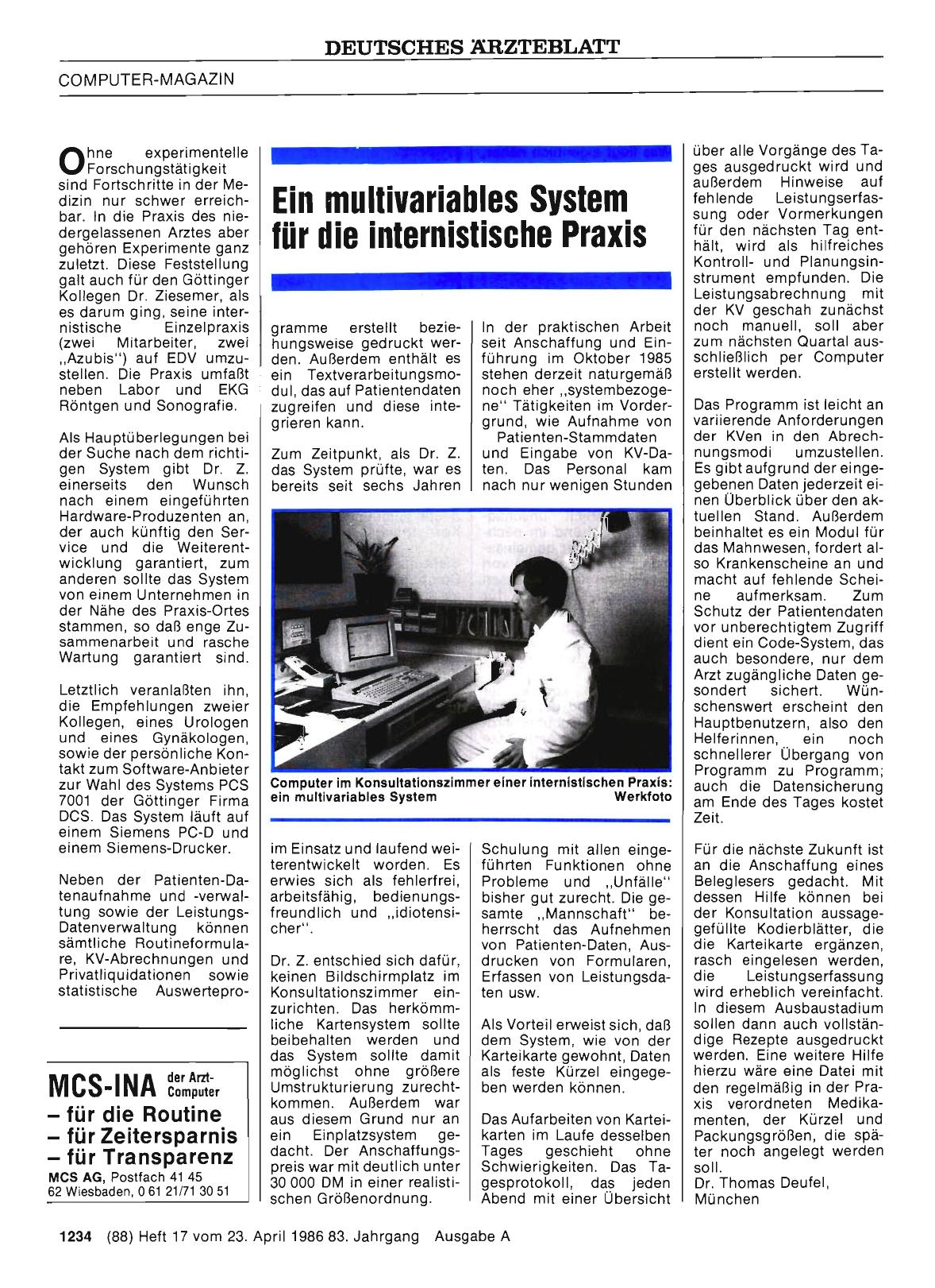 Vorschauseite 1: Ein multivariables System für die internistische Praxis