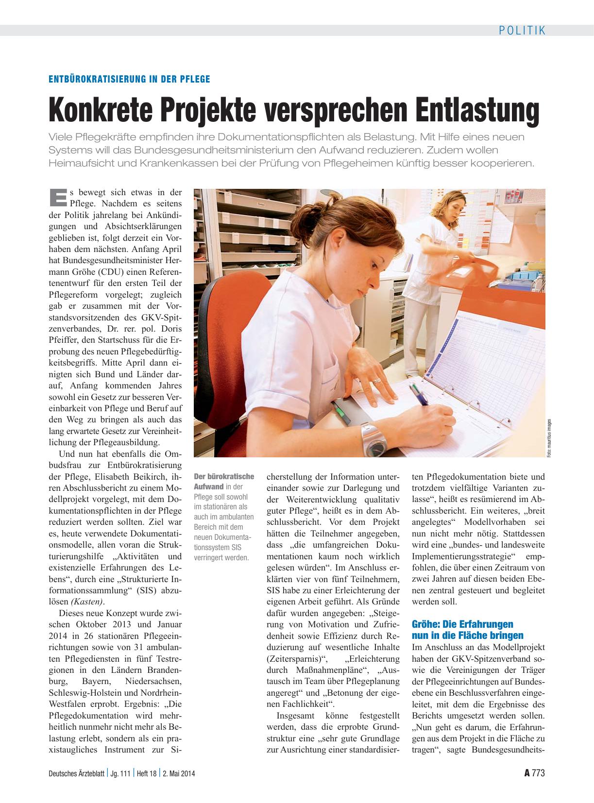 Vorschauseite 1: Entbürokratisierung in der Pflege: Konkrete Projekte versprechen Entlastung