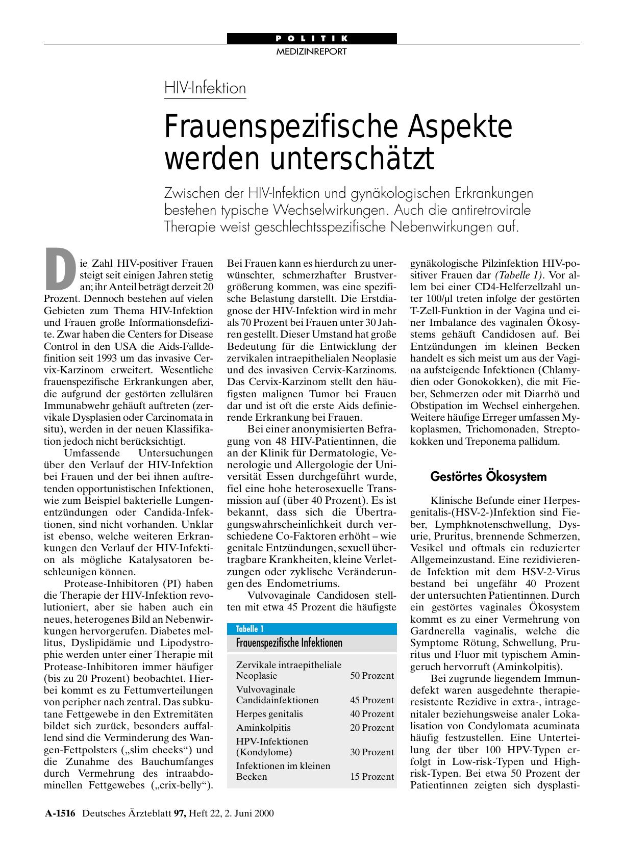 Vorschauseite 1: HIV-Infektion: Frauenspezifische Aspekte werden unterschätzt