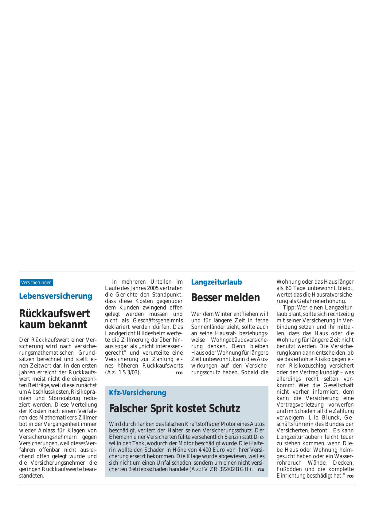 Vorschauseite 1: Lebensversicherung: Rückkaufswert kaum bekannt