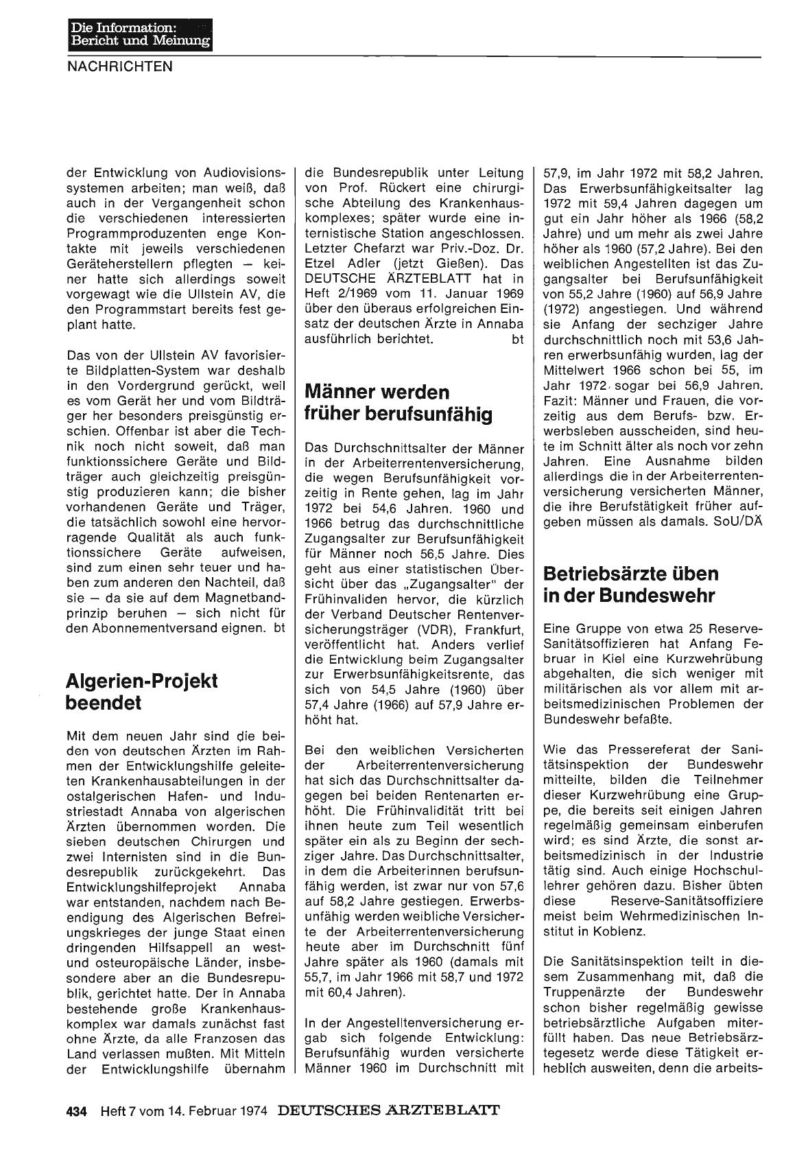 Vorschauseite 1: Algerien-Projekt beendet
