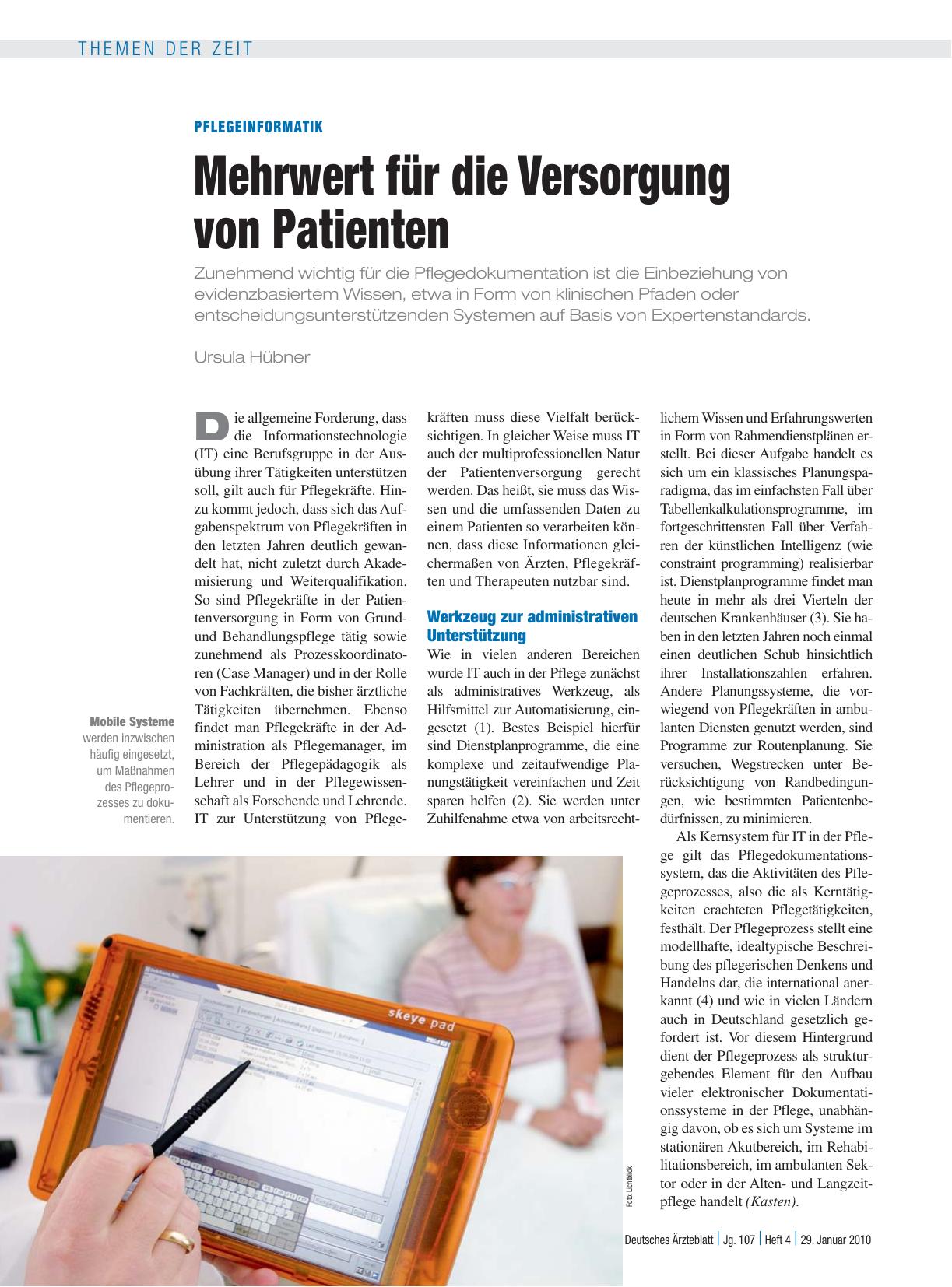 Vorschauseite 1: Pflegeinformatik: Mehrwert für die Versorgung von Patienten