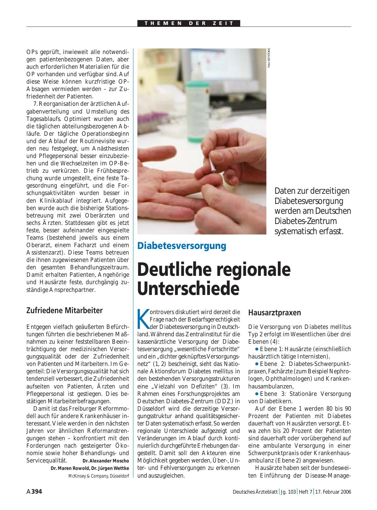 Vorschauseite 1: Diabetesversorgung: Deutliche regionale Unterschiede