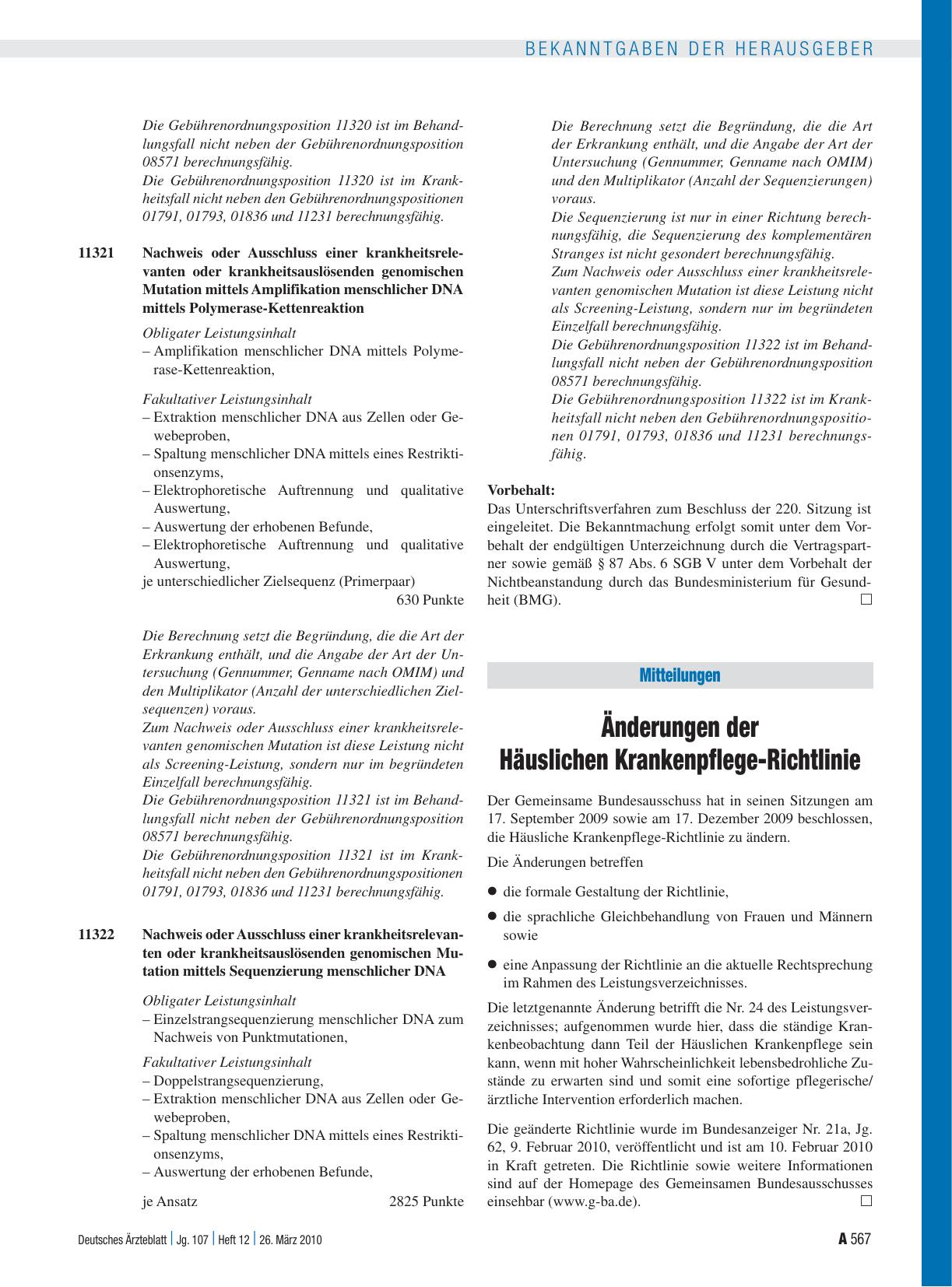 Vorschauseite 1: Mitteilungen: Änderungen der Häuslichen Krankenpflege-Richtlinie