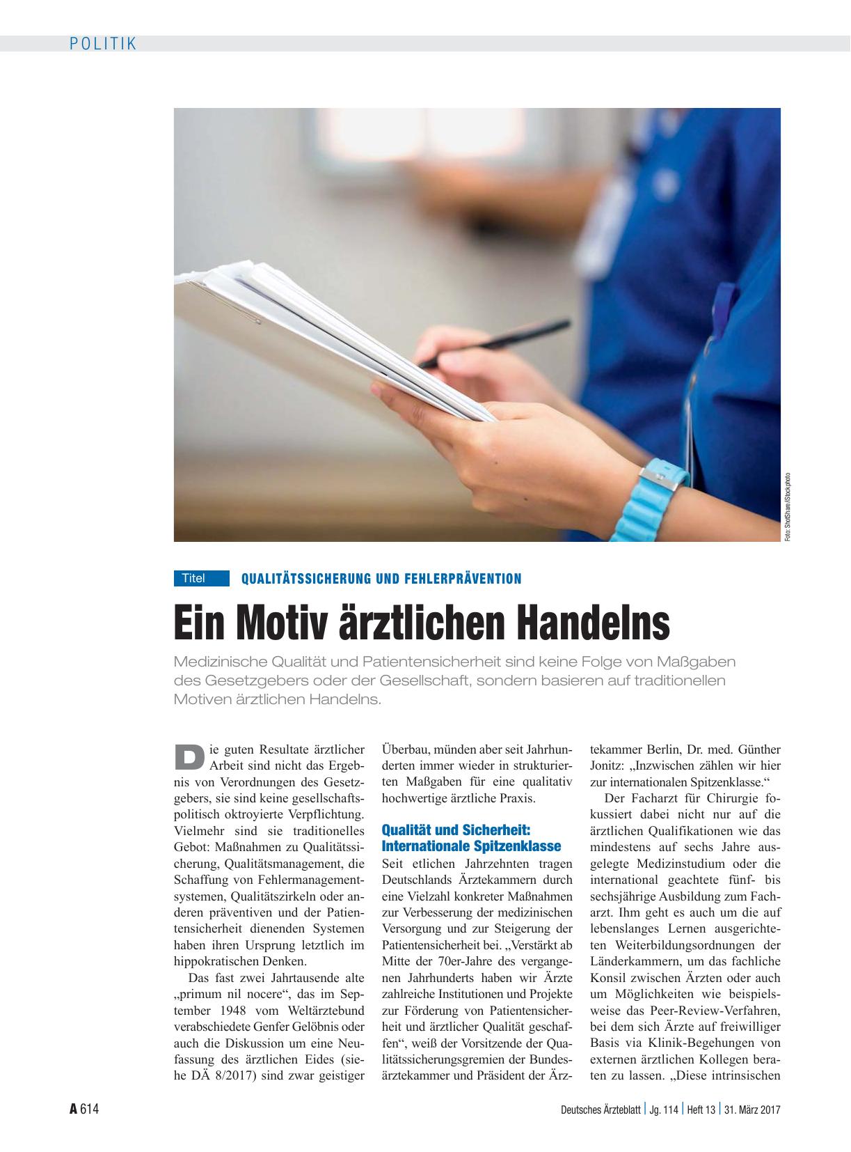 Vorschauseite 1: Qualitätssicherung und Fehlerprävention: Ein Motiv ärztlichen Handelns
