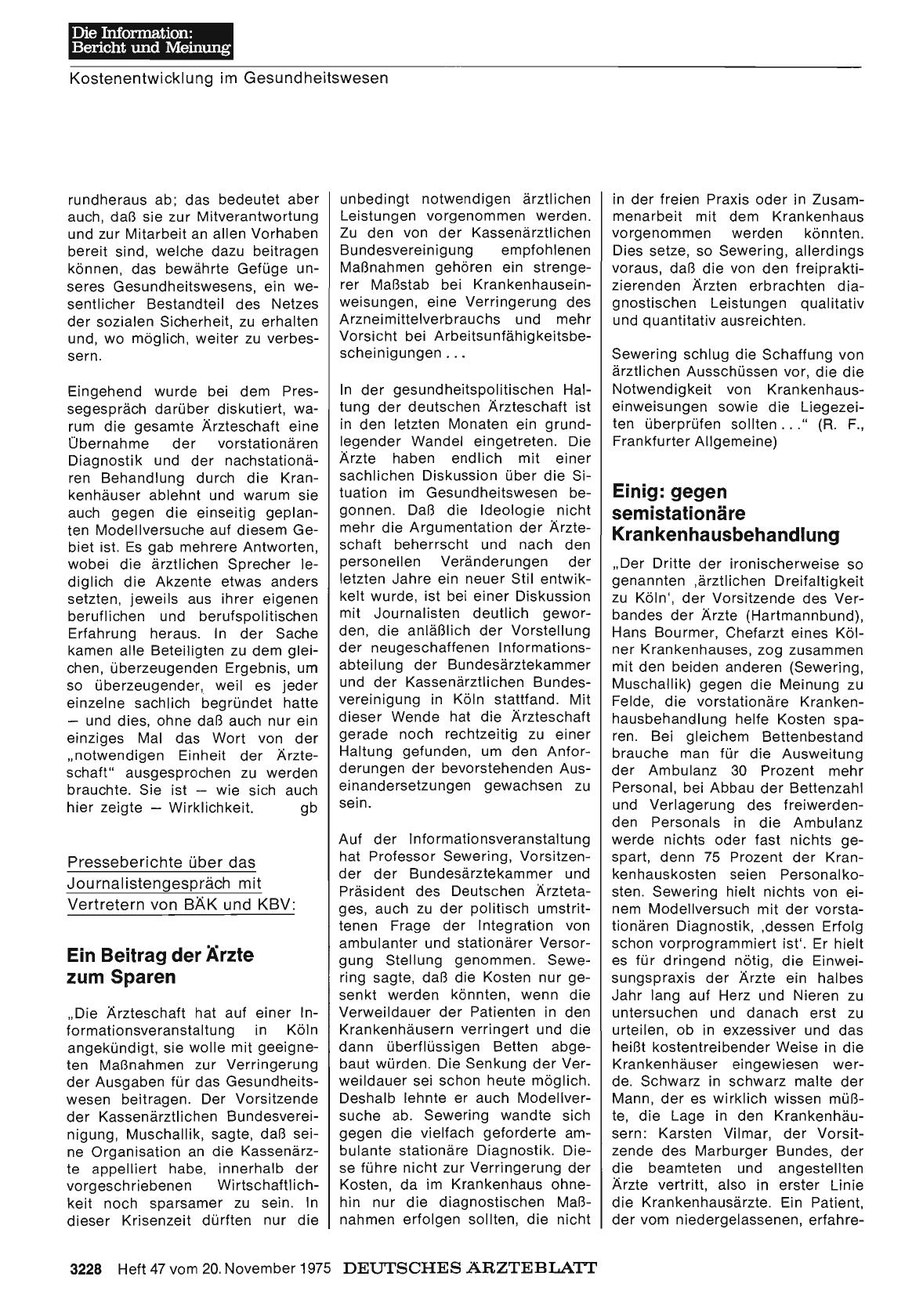 Vorschauseite 1: Presseberichte über das Journalistengespräch mit Vertretern von BÄK und KBV:
