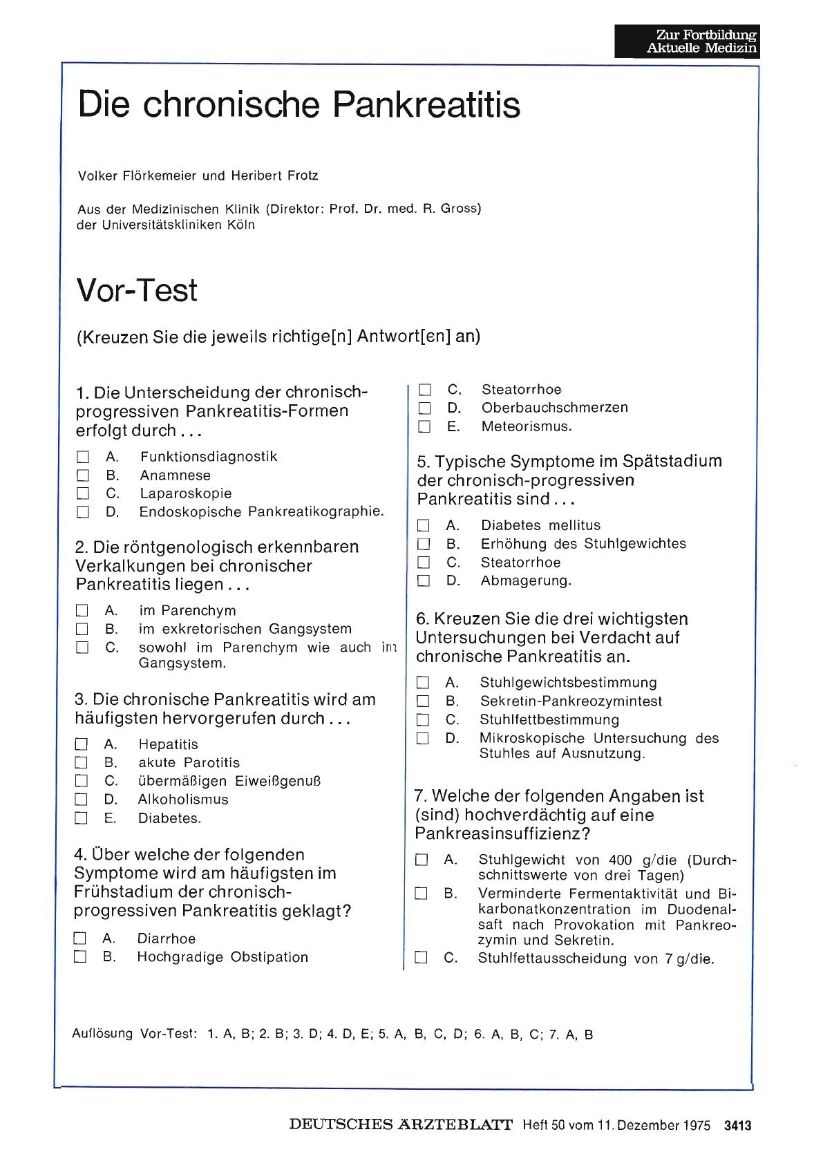 Vorschauseite 1: Die chronische Pankreatitis: Vor-Test