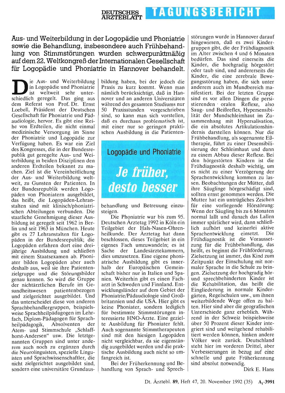 Vorschauseite 1: Logopädie und Phoniatrie: Je früher, desto besser