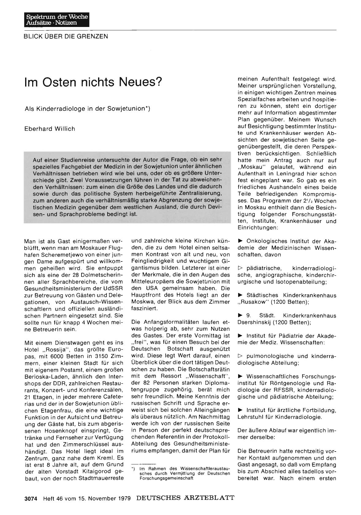 Vorschauseite 1: Im Osten nichts Neues? : Als Kinderradiologe in der Sowjetunion