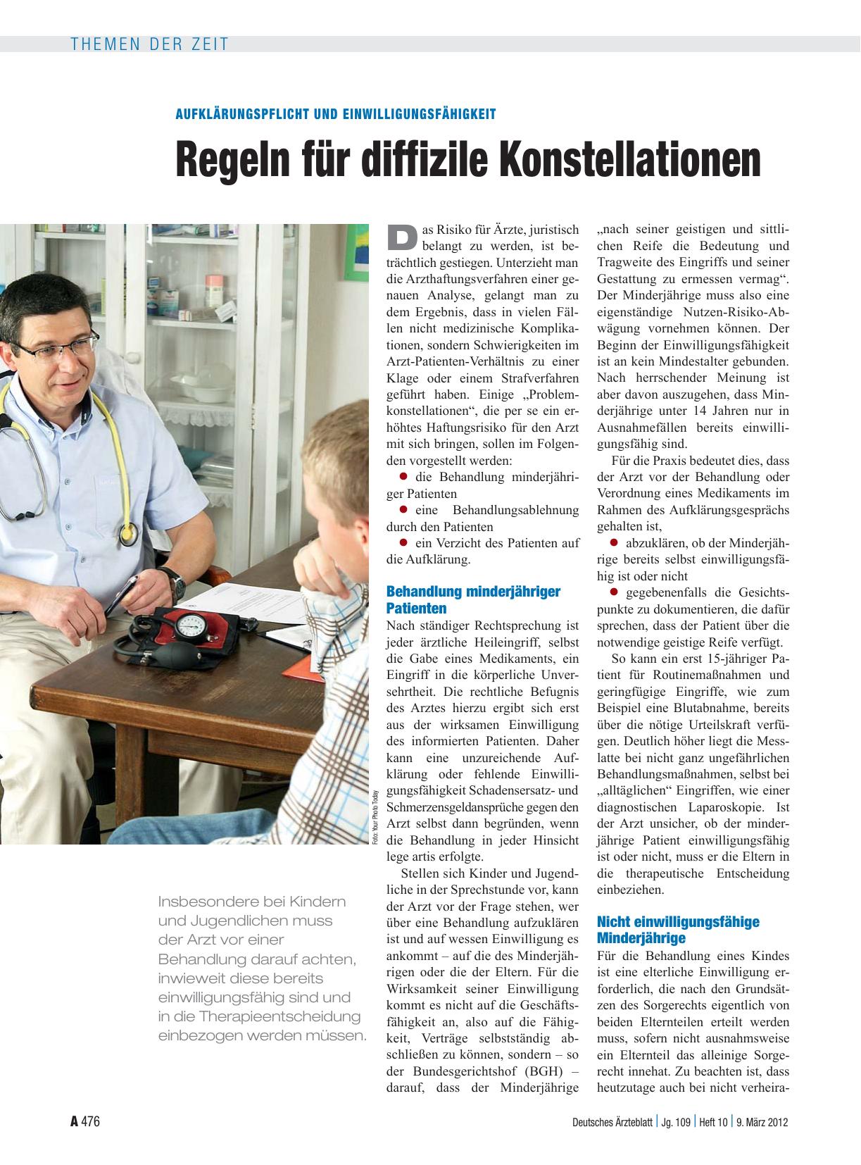 Vorschauseite 1: Aufklärungspflicht und Einwilligungsfähigkeit: Regeln für diffizile Konstellationen
